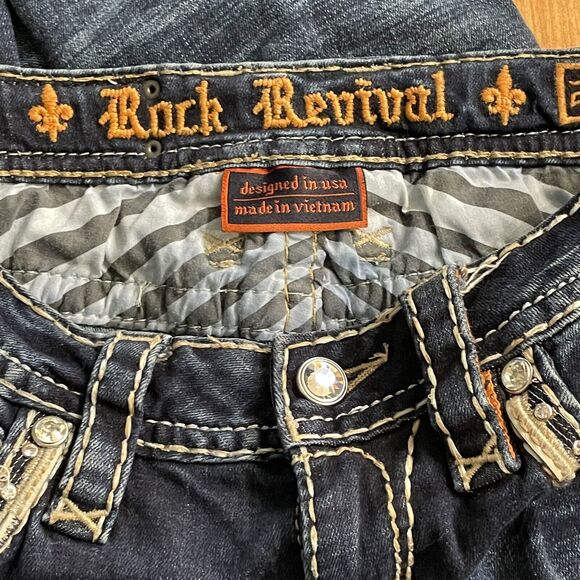 Rock Revival Ferry Jeans Mid-Rise Boot Stretch Rhinestone Pockets Sz 25 EUC - Picture 6 of 16